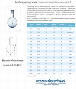 Колба К-1-500-29/32 круглодонная со шлифом